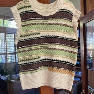 Striped Sleeveless Knit Sweater Vest